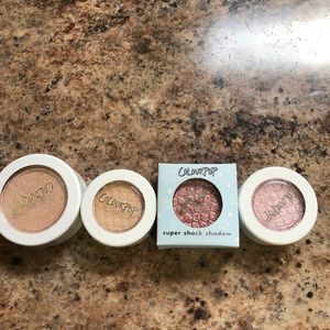 3 colourpop eye shadows and one highlighter